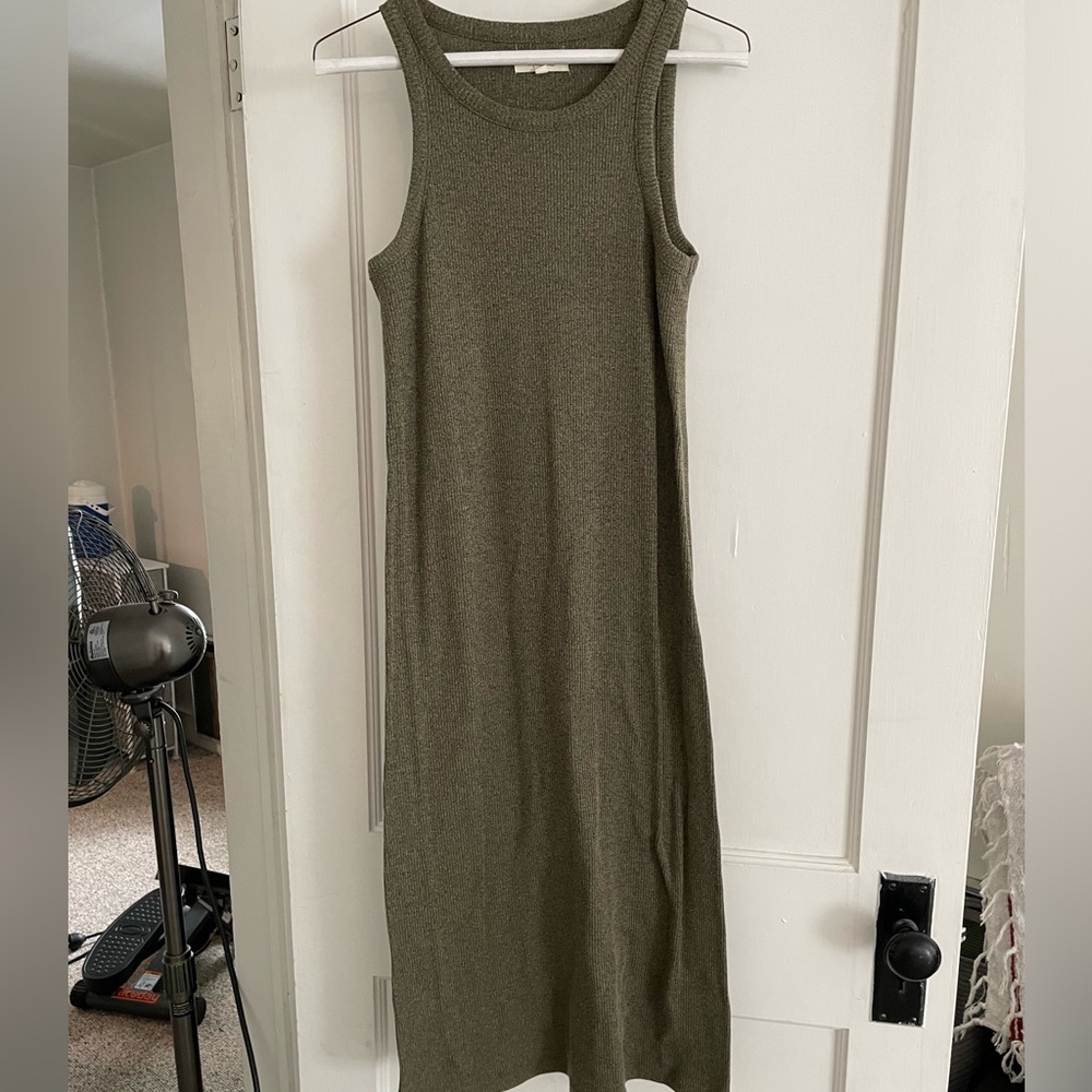 EUC MADEWELL Olive Green Midi Sleeveless Sweater Dress, Size XS